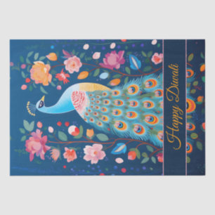 Happy Diwali Peacock & Flowers Tissue Paper