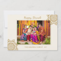 Happy Diwali Photo Red Gold Mandala Greeting