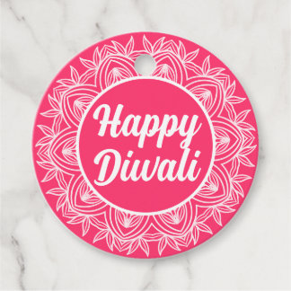 Happy Diwali Pink Rangoli Greeting Tag