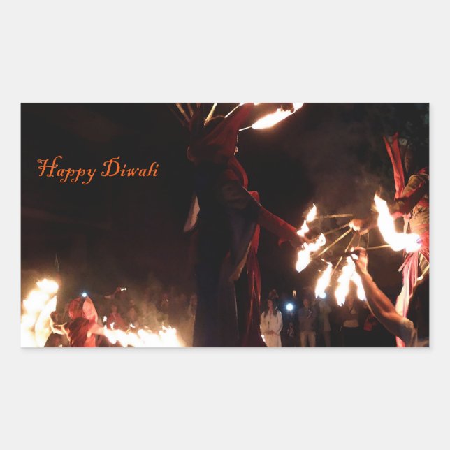 Happy Diwali Rectangle Stickers, Glossy Rectangular Sticker (Front)