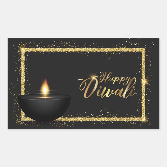 Happy Diwali Rectangular Sticker (Front)