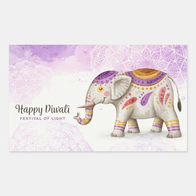 Happy Diwali Rectangular Sticker (Front)