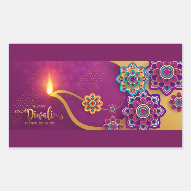 Happy Diwali Rectangular Sticker (Front)