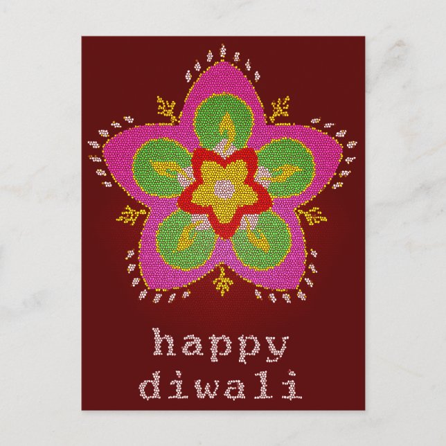 happy diwali stained glass rangoli postcard (Front)