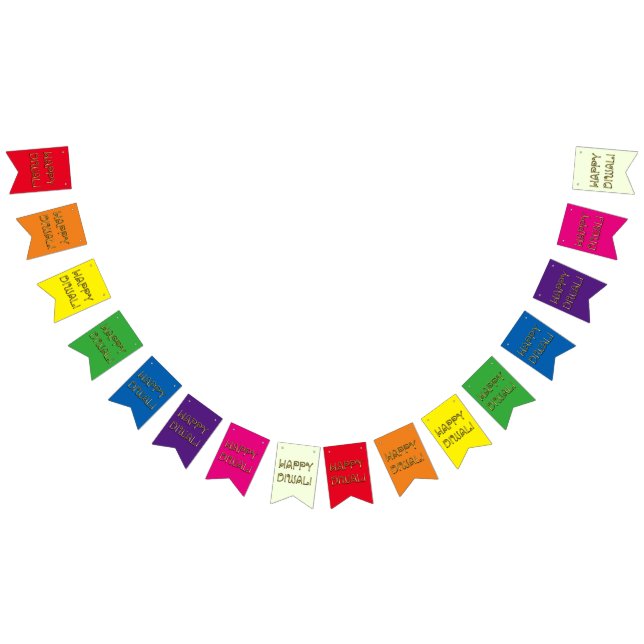 Happy Diwali Typography Colourful Rainbow Bunting (All)