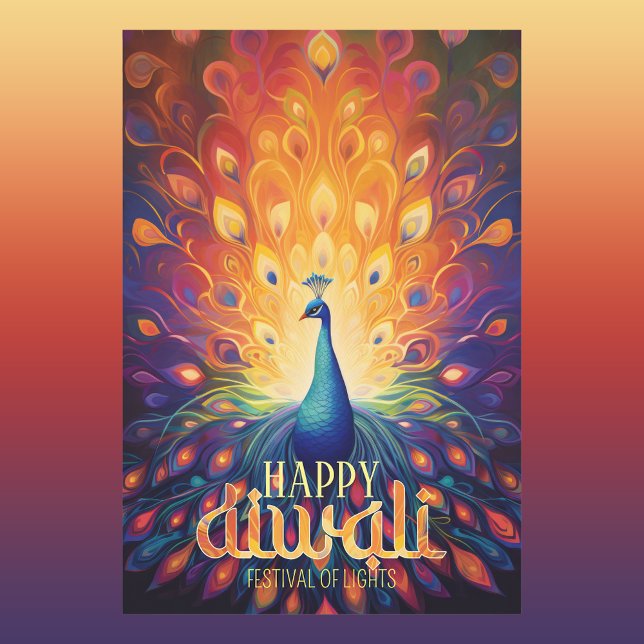 Happy Diwali Vibrant Peacock Festival of Lights  Wrapping Paper Sheet (Creator Uploaded)