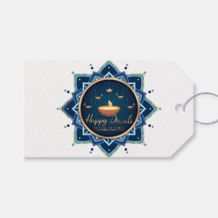 Happy Diwali with Diya and Rangoli Gift Tags