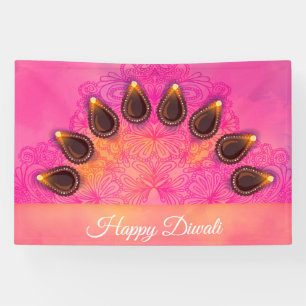 Happy Diwali with Rangoli and Diya Banner