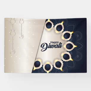 Happy Diwali with Rangoli and Diya Banner