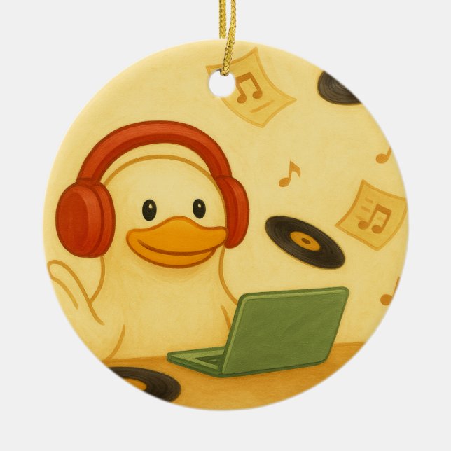 Happy DJ Ceramic Tree Decoration (Front)