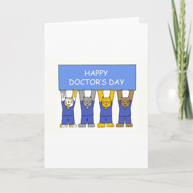 Happy Doctor's Day, Cartoon Cats. Card (Front)