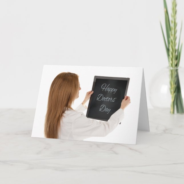 Happy Doctors' Day Female Doctor Holding Xray Holiday Card (Front)