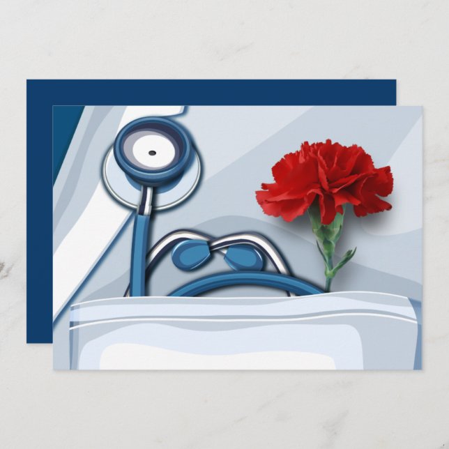 Happy Doctors' Day. Red Carnation Flat Cards (Front/Back)