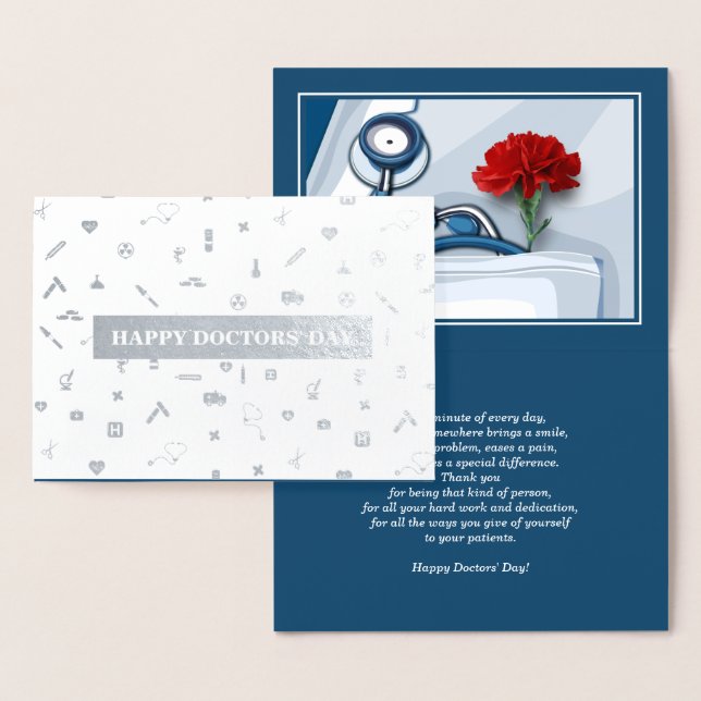 Happy Doctors' Day. Red Carnation Luxury Foil Card (Display)