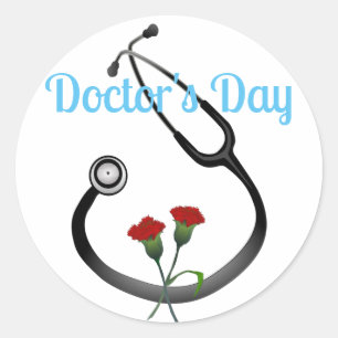 Happy Doctor's Day Stethoscope  Classic Round Sticker