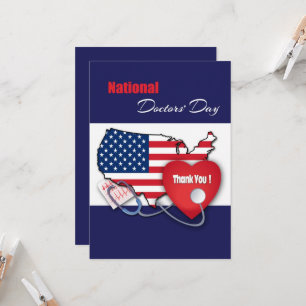 Happy Doctors' Day. USA Patriotic Custom Card