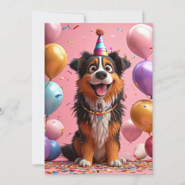 🎉 Happy Dog Birthday Cake Celebration Party Invitation (Front)