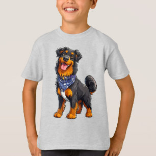 Happy Dog Cartoon Illustration T-Shirt