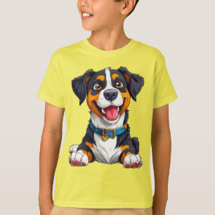 Happy Dog Cartoon Illustration T-Shirt