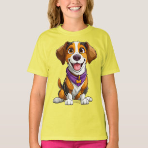 Happy Dog Cartoon Illustration T-Shirt