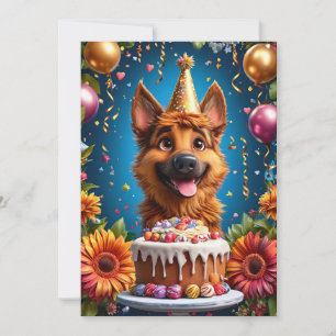 Happy Dog Celebrating Birthday Invitation