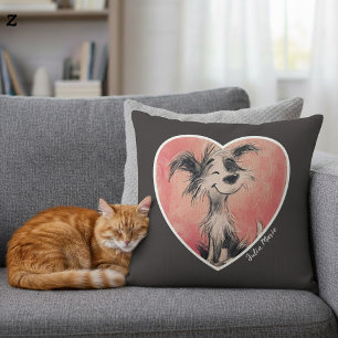 Happy Dog Doodle Print Customisable Throw Pillow