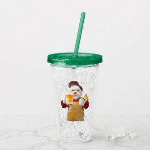 Happy Dog Drinking Beer Acrylic Tumbler
