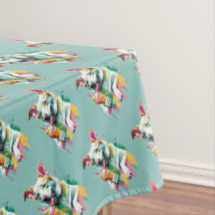 Happy Dog eating an ice-cream Tablecloth