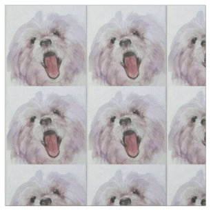 Happy Dog Face Printed Fabric