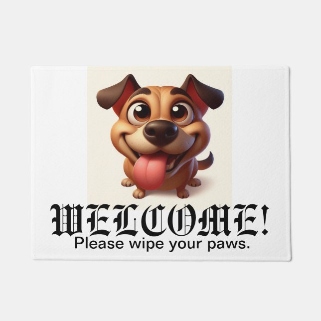 Happy Dog Funny Welcome Mat (Front)