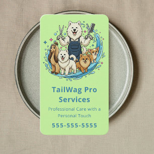 Happy Dog Grooming Boutique Cute Pet Care Green Business Card