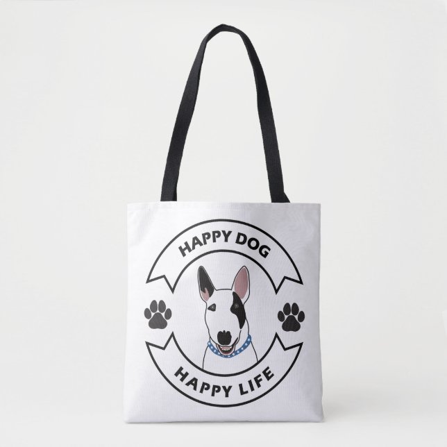 Happy dog, happy life tote bag (Front)