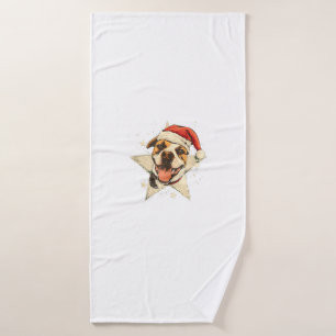 Happy Dog in Festive Season for Dogs Bath Towel