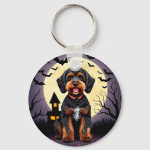 Happy Dog in Halloween Theme Key Ring