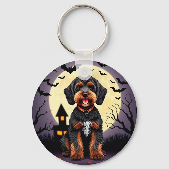 Happy Dog in Halloween Theme Key Ring (Front)