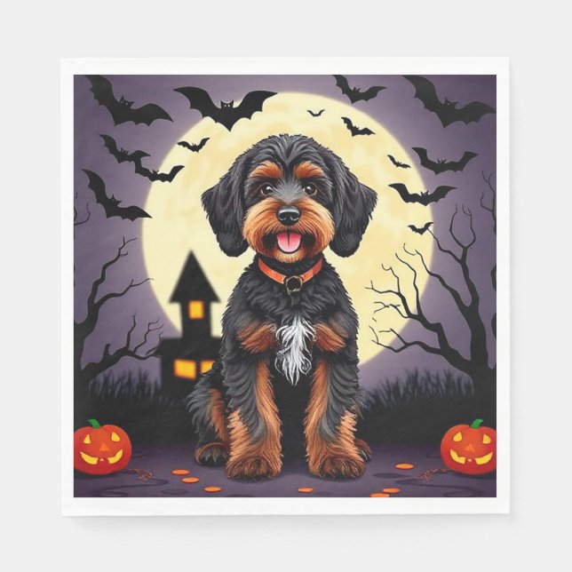 Happy Dog in Halloween Theme Napkin (Front)