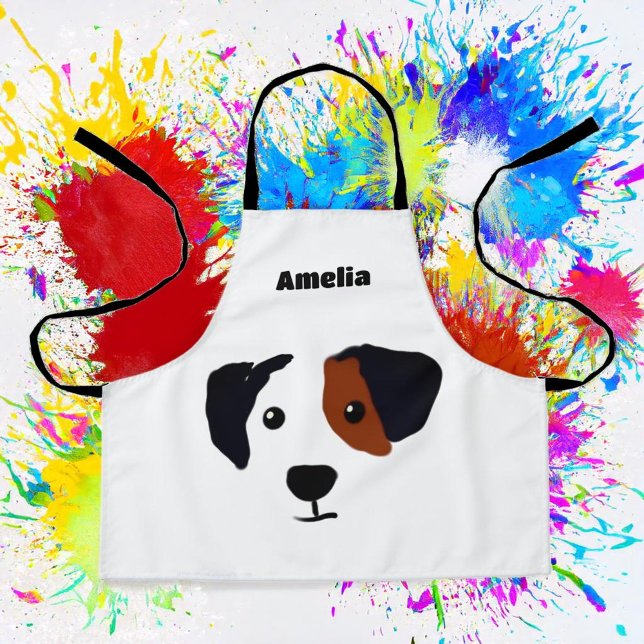 Happy Dog Kids Custom All-Over Print Apron (Cute aprons for dog lovers.)