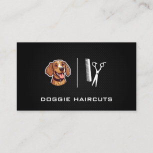 Happy Dog Logo Groomer Tools Business Card