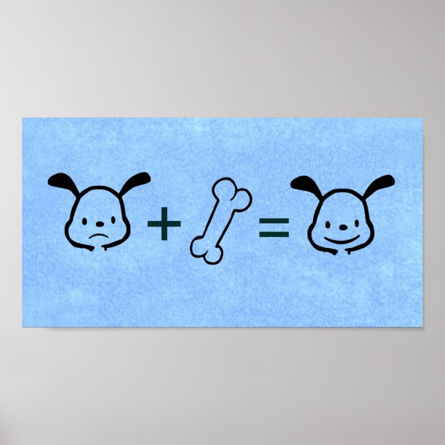 Happy Dog Math Print - Blue (Front)