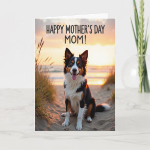 Happy Dog Mothers Day Beach Scene Card