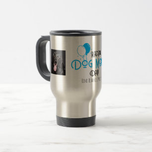 Happy Dog Mum’s Day with Blue Balloons & Puppies Travel Mug