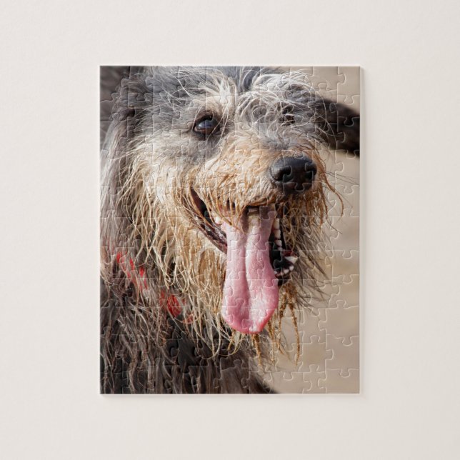 Happy dog on a beach jigsaw puzzle (Vertical)