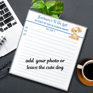 Happy Dog or Photo Personalized Planner To Do  Notepad