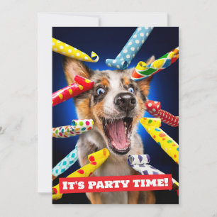 Happy Dog Party Blowers Invitation