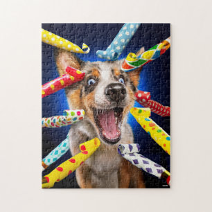 Happy Dog Party Blowers Jigsaw Puzzle