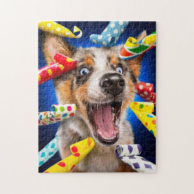 Happy Dog Party Blowers Jigsaw Puzzle (Vertical)