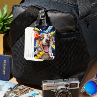 Happy Dog Party Blowers Luggage Tag