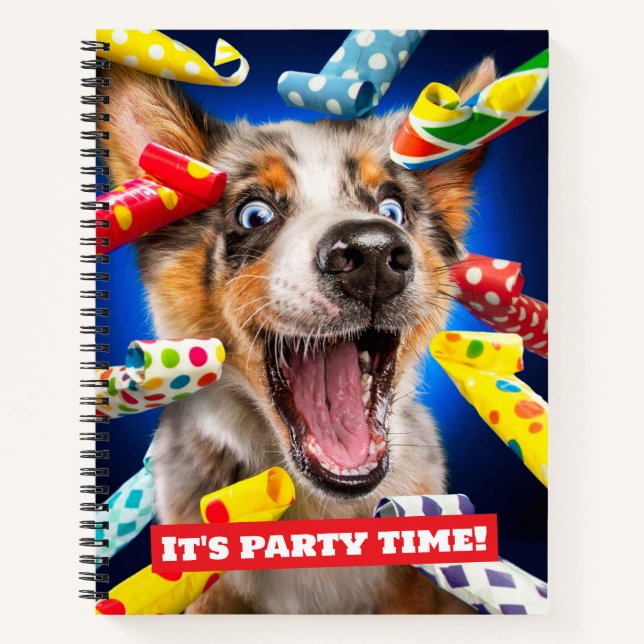 Happy Dog Party Blowers Notebook (Front)