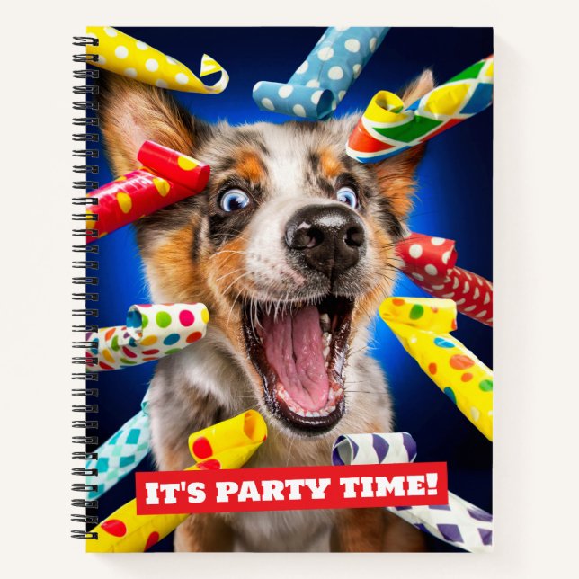 Happy Dog Party Blowers Notebook (Front)