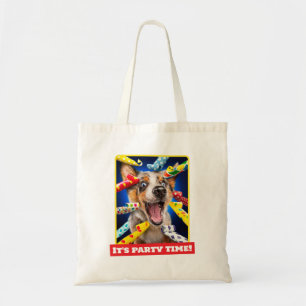 Happy Dog Party Blowers Tote Bag